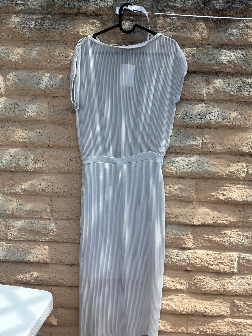 Anthropologie Cream Ribbed Maxi Dress